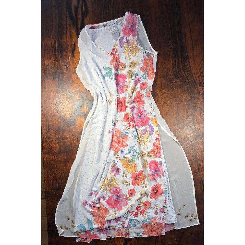 Susan Graver Floral Polka Dot Coastal Flowey Party Boho